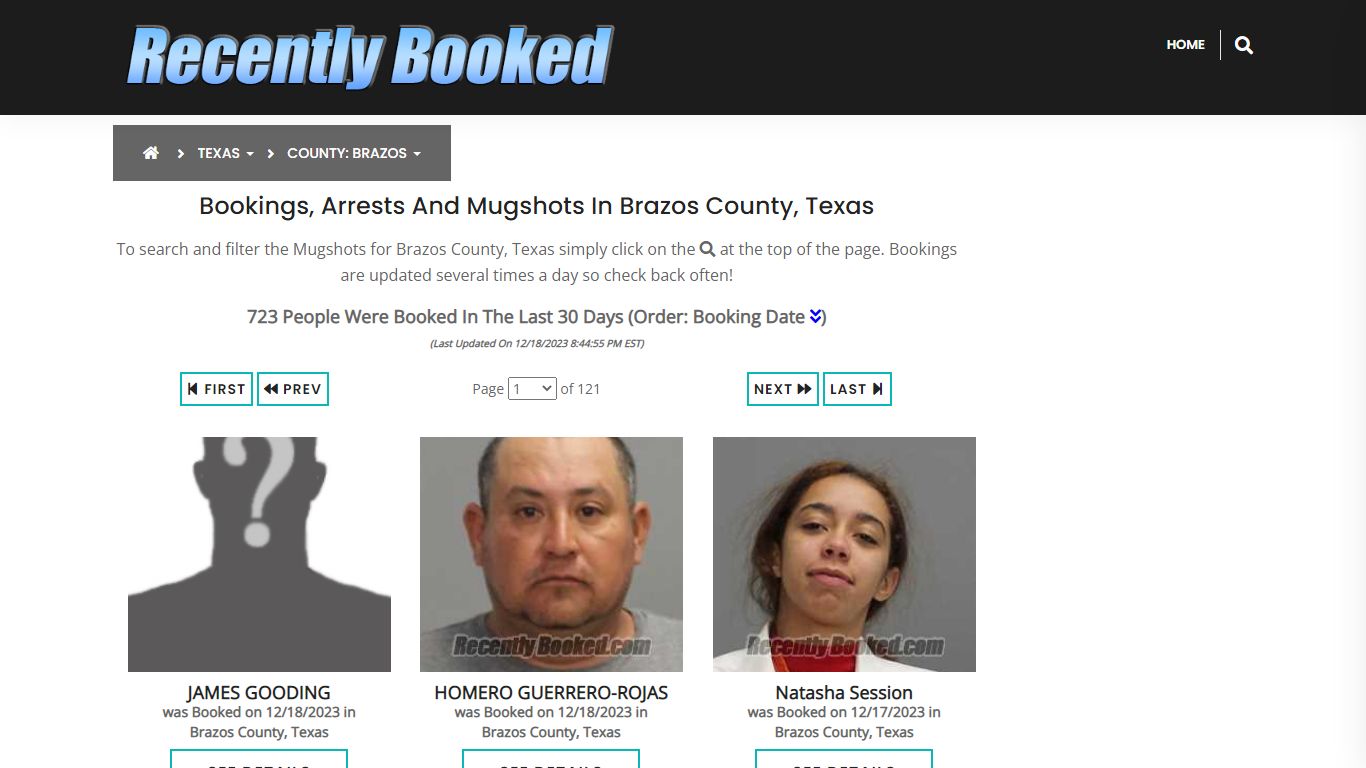 Recent bookings, Arrests, Mugshots in Brazos County, Texas