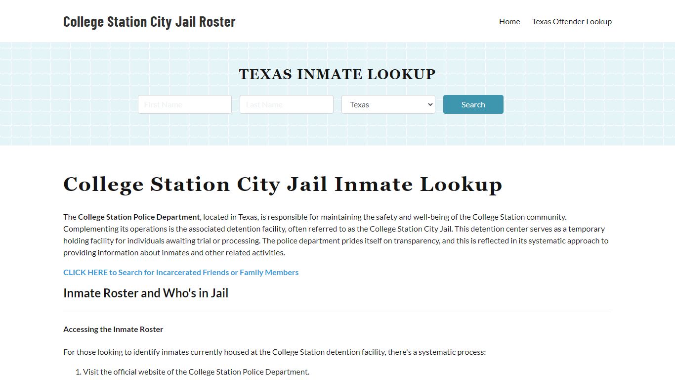College Station Police Department & City Jail, TX Inmate Roster ...